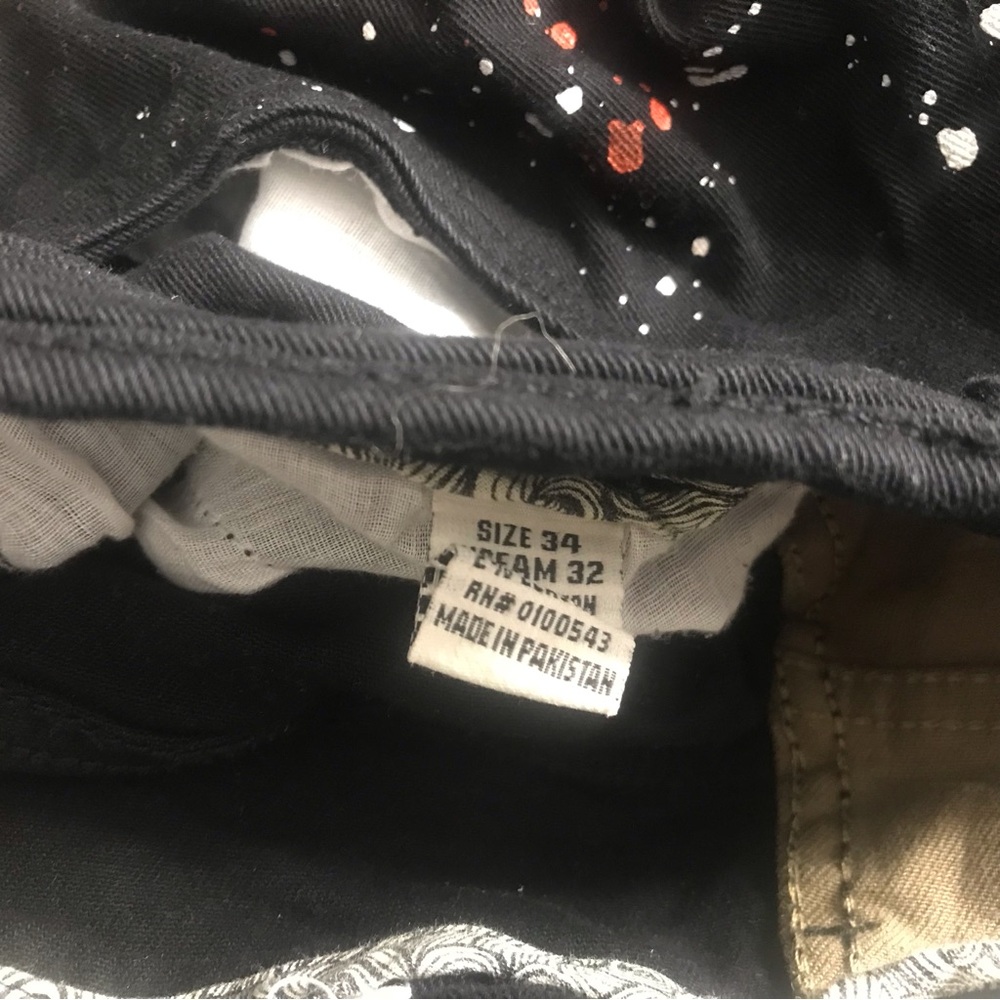 FWRD Denim Women's Black and Camo Army Fatigue Jeans Size 34 Cargo Pants Pocket - Picture 6 of 7